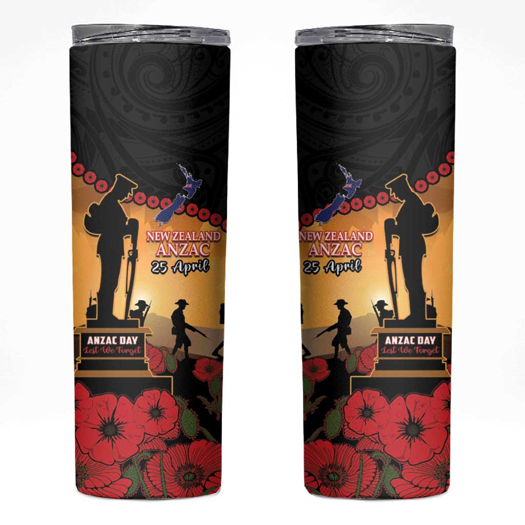 New Zealand Anzac Skinny Tumbler Maori Camouflage Mix Poppies We Will Remember Them