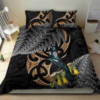 Aotearoa Kowhai Tui Bird Bedding Set Maori Ngaru With Silver Fern LT14 - Polynesian Pride