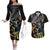 Aotearoa Kowhai Tui Bird Couples Matching Off The Shoulder Long Sleeve Dress and Hawaiian Shirt Maori Ngaru With Silver Fern