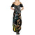 Aotearoa Kowhai Tui Bird Summer Maxi Dress Maori Ngaru With Silver Fern