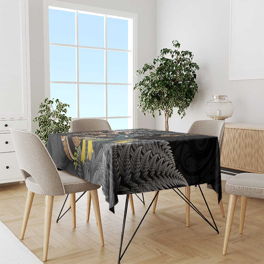 Aotearoa Kowhai Tui Bird Tablecloth Maori Ngaru With Silver Fern LT14 - Polynesian Pride