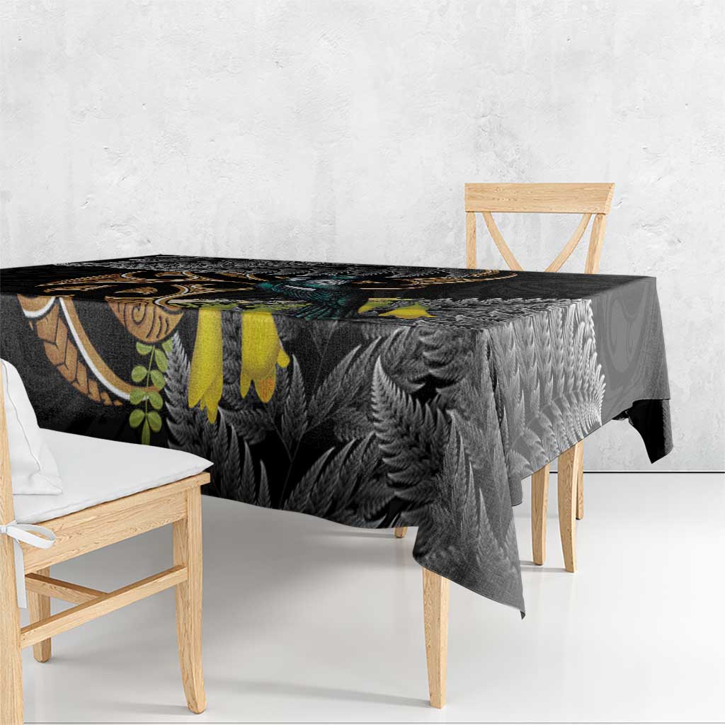 Aotearoa Kowhai Tui Bird Tablecloth Maori Ngaru With Silver Fern LT14 - Polynesian Pride