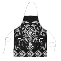 Black Ngaru Taniko With Aotearoa Maori Tattoo Apron LT14 Black - Polynesian Pride