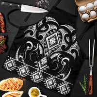 Black Ngaru Taniko With Aotearoa Maori Tattoo Apron LT14 Black - Polynesian Pride