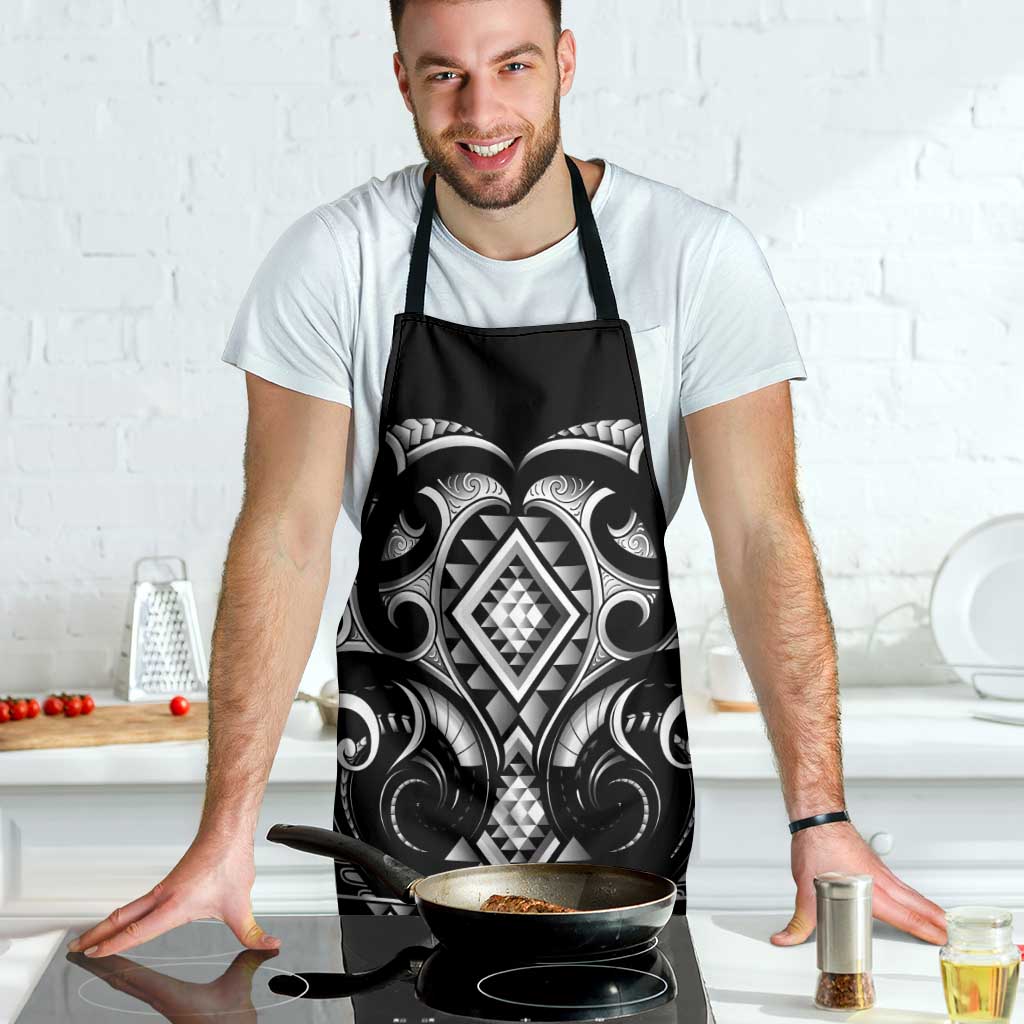 Black Ngaru Taniko With Aotearoa Maori Tattoo Apron LT14 - Polynesian Pride