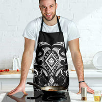 Black Ngaru Taniko With Aotearoa Maori Tattoo Apron LT14 - Polynesian Pride