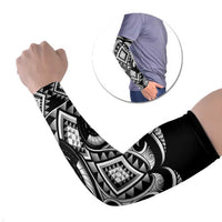 Black Ngaru Taniko With Aotearoa Maori Tattoo Arm Sleeves LT14 Set of 2 Black - Polynesian Pride