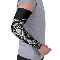 Black Ngaru Taniko With Aotearoa Maori Tattoo Arm Sleeves LT14 - Polynesian Pride