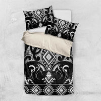 Black Ngaru Taniko With Aotearoa Maori Tattoo Bedding Set LT14 US Twin 172cm x 218cm Black - Polynesian Pride