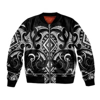Black Ngaru Taniko With Aotearoa Maori Tattoo Bomber Jacket LT14 Unisex Black - Polynesian Pride