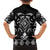 Black Ngaru Taniko With Aotearoa Maori Tattoo Family Matching Off The Shoulder Long Sleeve Dress and Hawaiian Shirt