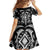 Black Ngaru Taniko With Aotearoa Maori Tattoo Family Matching Off The Shoulder Long Sleeve Dress and Hawaiian Shirt