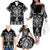 Black Ngaru Taniko With Aotearoa Maori Tattoo Family Matching Off The Shoulder Long Sleeve Dress and Hawaiian Shirt