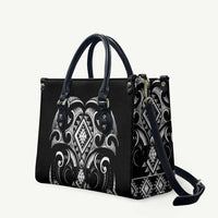 Black Ngaru Taniko With Aotearoa Maori Tattoo Leather Bag LT14 Black - Polynesian Pride