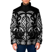 Black Ngaru Taniko With Aotearoa Maori Tattoo Padded Jacket LT14 Men Black - Polynesian Pride