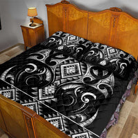 Black Ngaru Taniko With Aotearoa Maori Tattoo Quilt Bed Set LT14 - Polynesian Pride