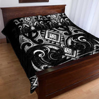 Black Ngaru Taniko With Aotearoa Maori Tattoo Quilt Bed Set LT14 - Polynesian Pride