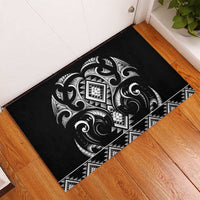 Black Ngaru Taniko With Aotearoa Maori Tattoo Rubber Doormat LT14 - Polynesian Pride