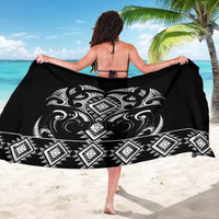 Black Ngaru Taniko With Aotearoa Maori Tattoo Sarong LT14 - Polynesian Pride