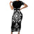 Black Ngaru Taniko With Aotearoa Maori Tattoo Short Sleeve Bodycon Dress