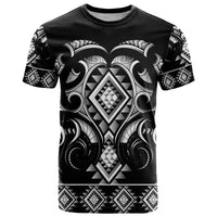 Black Ngaru Taniko With Aotearoa Maori Tattoo T Shirt LT14 Black - Polynesian Pride