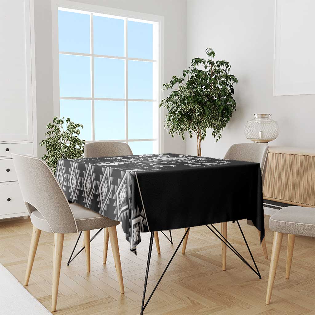 Black Ngaru Taniko With Aotearoa Maori Tattoo Tablecloth LT14 - Polynesian Pride