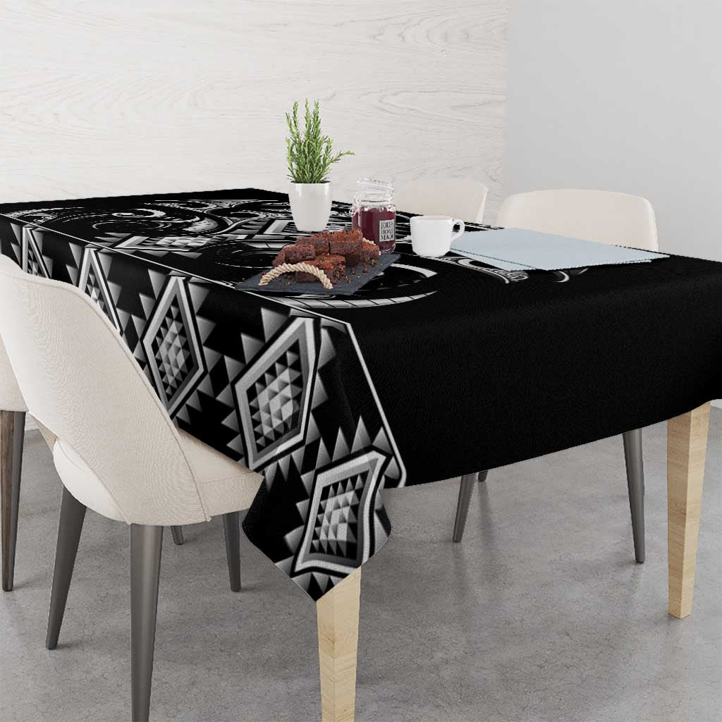 Black Ngaru Taniko With Aotearoa Maori Tattoo Tablecloth LT14 - Polynesian Pride