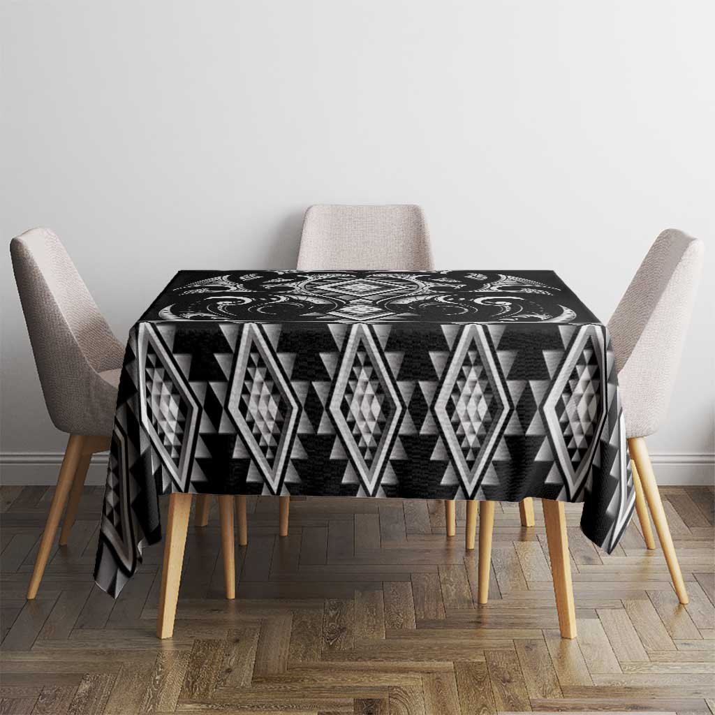 Black Ngaru Taniko With Aotearoa Maori Tattoo Tablecloth LT14 - Polynesian Pride