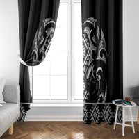 Black Ngaru Taniko With Aotearoa Maori Tattoo Window Curtain LT14 - Polynesian Pride