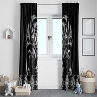 Black Ngaru Taniko With Aotearoa Maori Tattoo Window Curtain LT14 - Polynesian Pride
