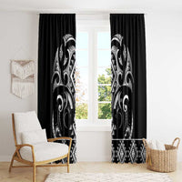Black Ngaru Taniko With Aotearoa Maori Tattoo Window Curtain LT14 - Polynesian Pride