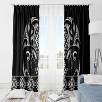 Black Ngaru Taniko With Aotearoa Maori Tattoo Window Curtain LT14 - Polynesian Pride