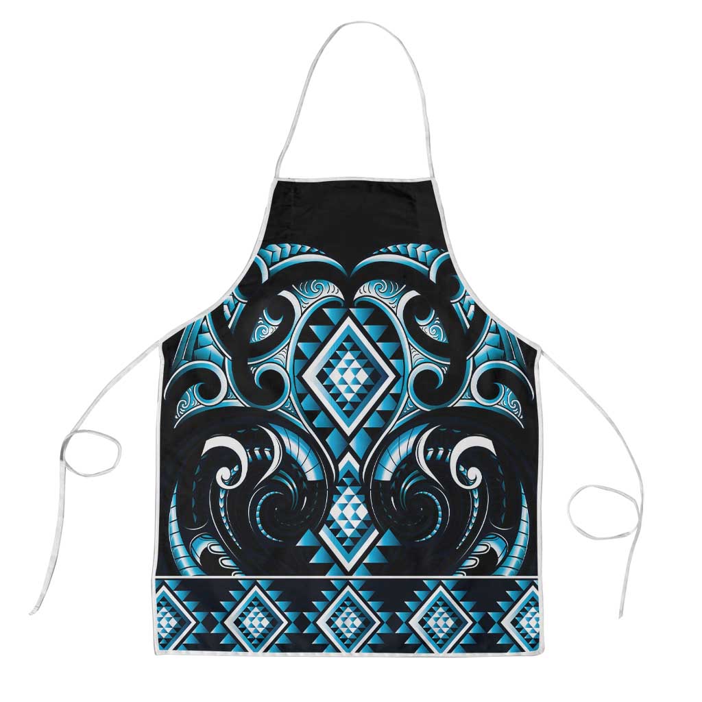 Blue Ngaru Taniko With Aotearoa Maori Tattoo Apron LT14 Blue - Polynesian Pride