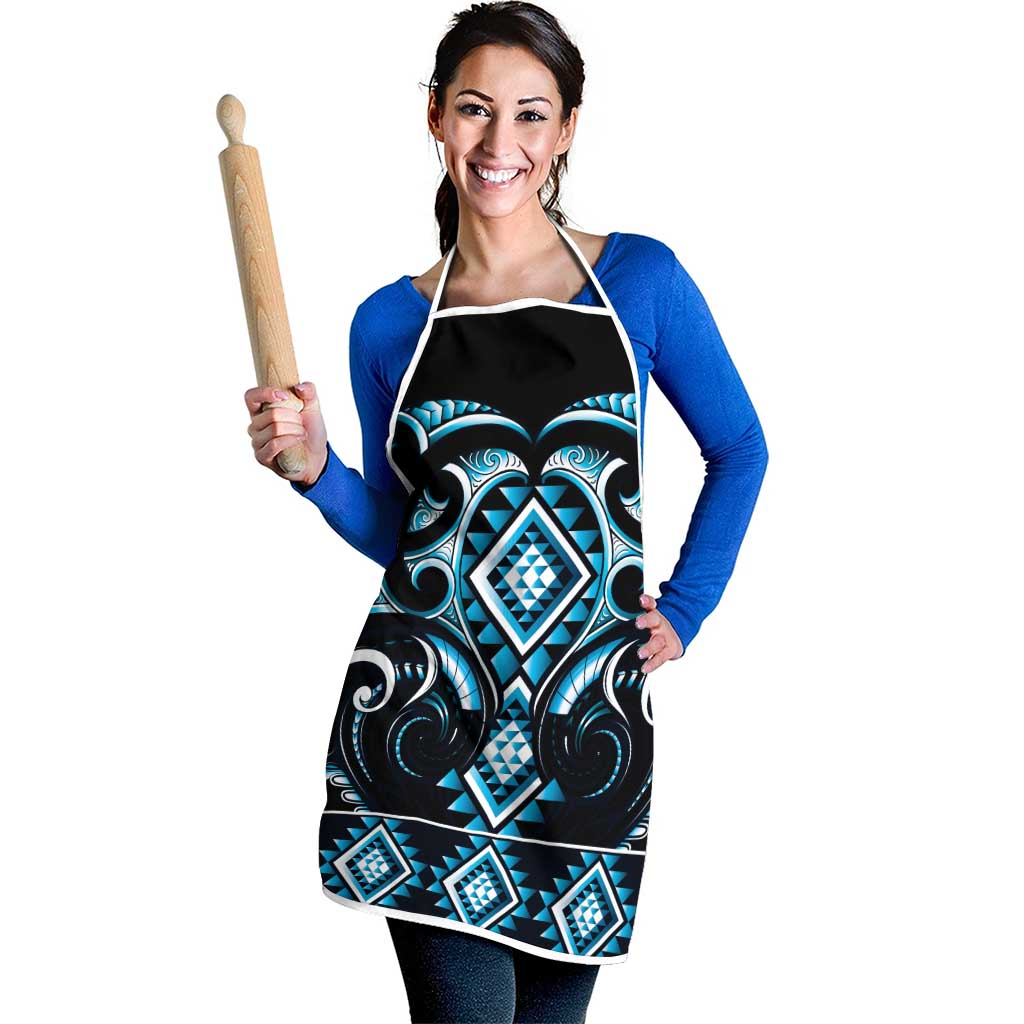Blue Ngaru Taniko With Aotearoa Maori Tattoo Apron LT14 - Polynesian Pride