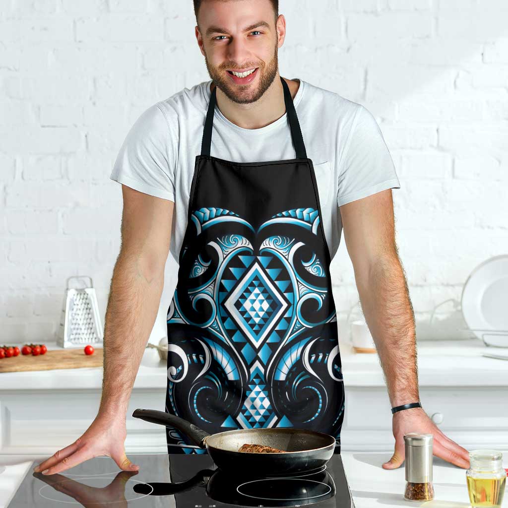 Blue Ngaru Taniko With Aotearoa Maori Tattoo Apron LT14 - Polynesian Pride