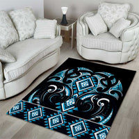 Blue Ngaru Taniko With Aotearoa Maori Tattoo Area Rug LT14 - Polynesian Pride