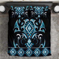 Blue Ngaru Taniko With Aotearoa Maori Tattoo Bedding Set LT14 Blue - Polynesian Pride