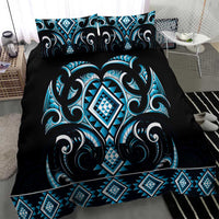 Blue Ngaru Taniko With Aotearoa Maori Tattoo Bedding Set LT14 - Polynesian Pride