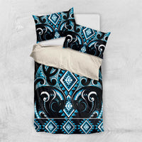 Blue Ngaru Taniko With Aotearoa Maori Tattoo Bedding Set LT14 US Twin 172cm x 218cm Blue - Polynesian Pride