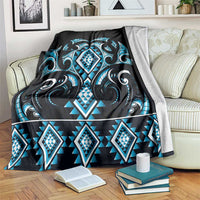 Blue Ngaru Taniko With Aotearoa Maori Tattoo Blanket LT14 Blue - Polynesian Pride