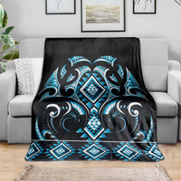 Blue Ngaru Taniko With Aotearoa Maori Tattoo Blanket LT14 - Polynesian Pride