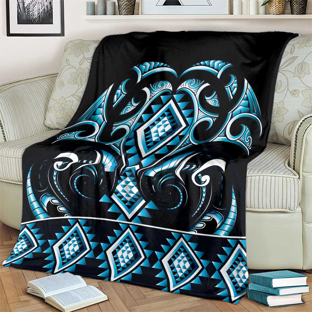Blue Ngaru Taniko With Aotearoa Maori Tattoo Blanket LT14 - Polynesian Pride