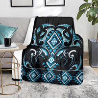 Blue Ngaru Taniko With Aotearoa Maori Tattoo Blanket LT14 - Polynesian Pride