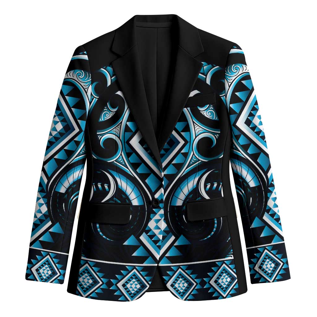 Blue Ngaru Taniko With Aotearoa Maori Tattoo Blazer LT14 Unisex Blue - Polynesian Pride