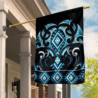 Blue Ngaru Taniko With Aotearoa Maori Tattoo Garden Flag LT14 House Flag Blue - Polynesian Pride