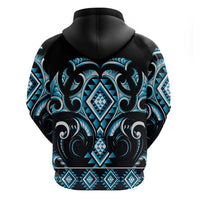 Blue Ngaru Taniko With Aotearoa Maori Tattoo Hoodie LT14 - Polynesian Pride