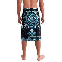 Blue Ngaru Taniko With Aotearoa Maori Tattoo Lavalava LT14 - Polynesian Pride