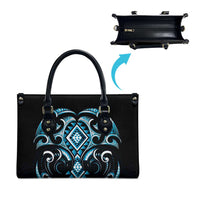 Blue Ngaru Taniko With Aotearoa Maori Tattoo Leather Bag LT14 - Polynesian Pride
