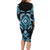 Blue Ngaru Taniko With Aotearoa Maori Tattoo Long Sleeve Bodycon Dress