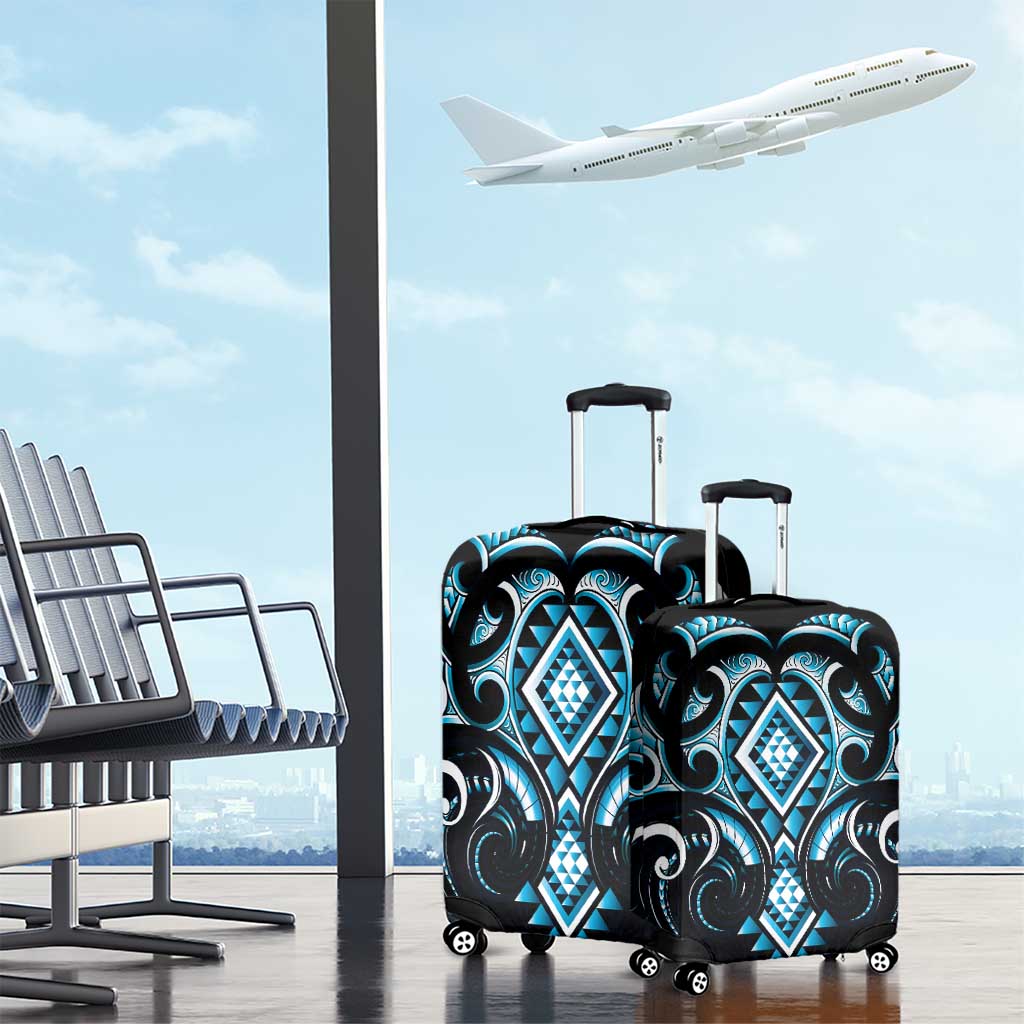 Blue Ngaru Taniko With Aotearoa Maori Tattoo Luggage Cover LT14 - Polynesian Pride